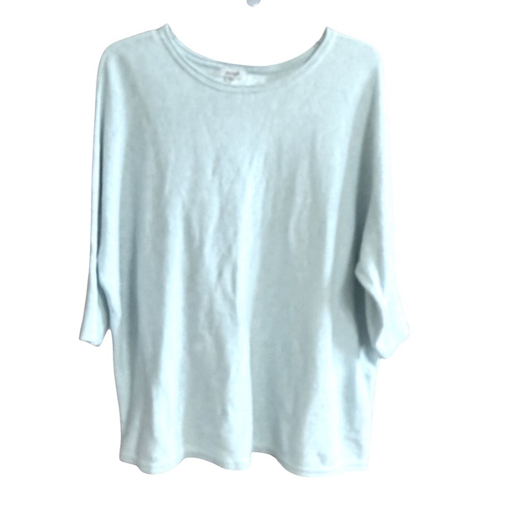 Pure Jill Sweater Womens S Light Blue Cotton Knit Lagenlook Oversized Dolman